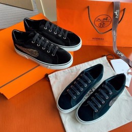 Replica Hermes Navy Embroidered Wing Sneaker