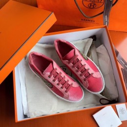 Replica Hermes Pink Embroidered Wing Sneaker
