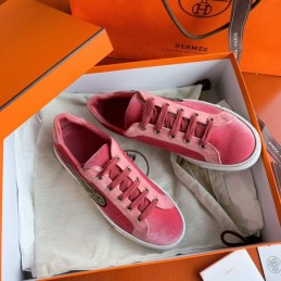 Replica Hermes Pink Embroidered Wing Sneaker