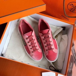 Replica Hermes Pink Embroidered Wing Sneaker