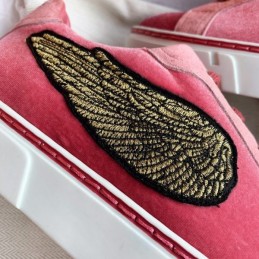 Replica Hermes Pink Embroidered Wing Sneaker
