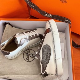 Replica Hermes Taupe Embroidered Wing Sneaker