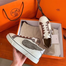 Replica Hermes Taupe Embroidered Wing Sneaker