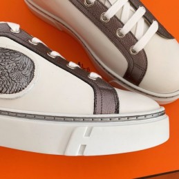 Replica Hermes Taupe Embroidered Wing Sneaker