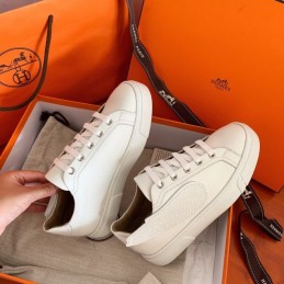 Replica Hermes White Embroidered Wing Sneaker