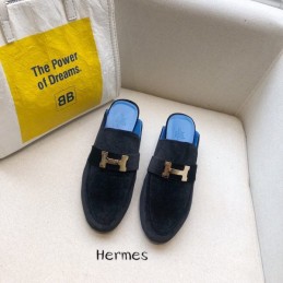 Replica Hermes Two Tone Blue H Buckle Mule