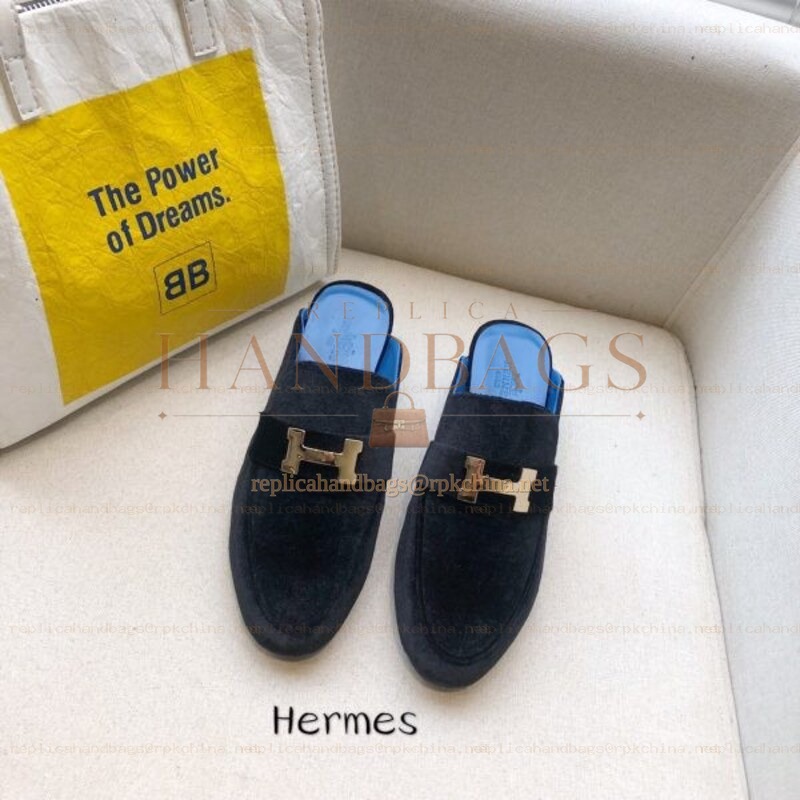 Replica Hermes Two Tone Blue H Buckle Mule