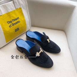 Replica Hermes Two Tone Blue H Buckle Mule