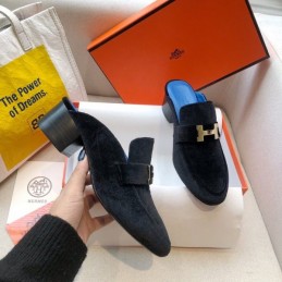 Replica Hermes Two Tone Blue H Buckle Mule