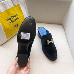 Replica Hermes Two Tone Blue H Buckle Mule