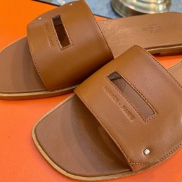 Replica Hermes Tan H Slide Sandal
