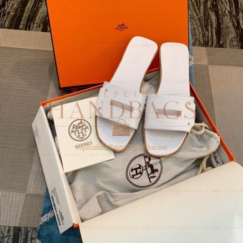 Replica Hermes White H Slide Sandal