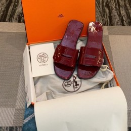Replica Hermes Burgundy H Slide Sandal