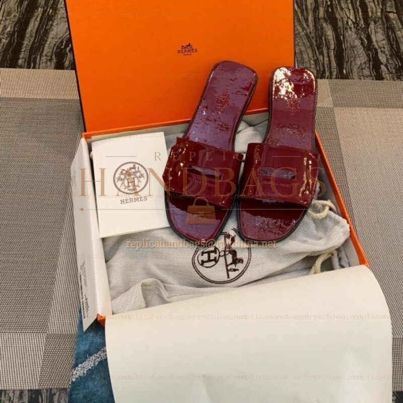 Replica Hermes Burgundy H Slide Sandal
