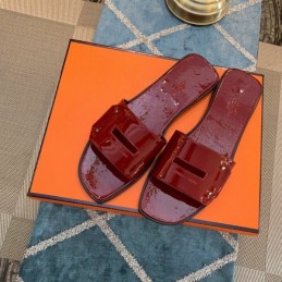 Replica Hermes Burgundy H Slide Sandal