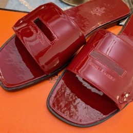 Replica Hermes Burgundy H Slide Sandal