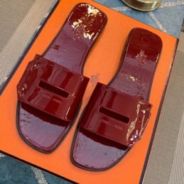 Replica Hermes Burgundy H Slide Sandal