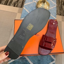 Replica Hermes Burgundy H Slide Sandal