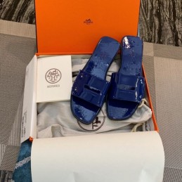 Replica Hermes Blue H Slide Sandal