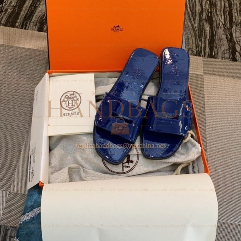 Replica Hermes Blue H Slide Sandal