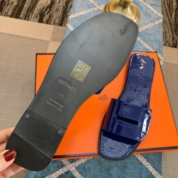 Replica Hermes Blue H Slide Sandal