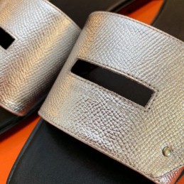 Replica Hermes Black White H Slide Sandal