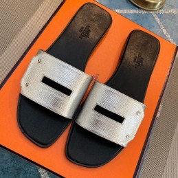 Replica Hermes Black White H Slide Sandal