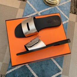 Replica Hermes Black White H Slide Sandal