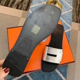Replica Hermes Black White H Slide Sandal
