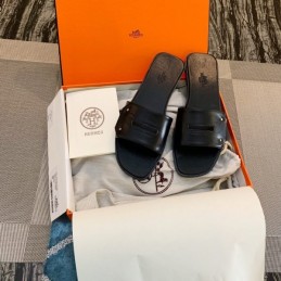Replica Hermes Black H Slide Sandal