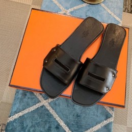 Replica Hermes Black H Slide Sandal
