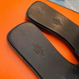 Replica Hermes Black H Slide Sandal