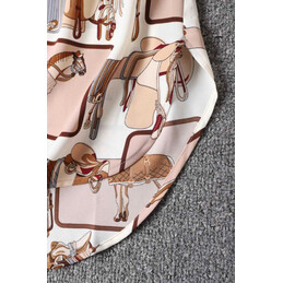 Replica Hermes Beige Scarf Print Dress