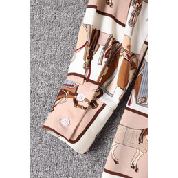 Replica Hermes Beige Scarf Print Dress