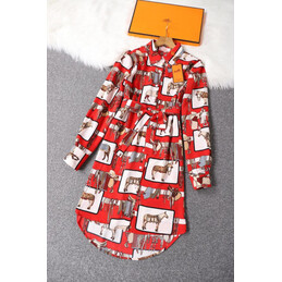 Replica Hermes Red Geometric Scarf Print Dress
