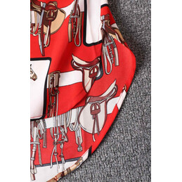 Replica Hermes Red Geometric Scarf Print Dress
