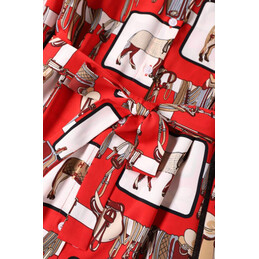 Replica Hermes Red Geometric Scarf Print Dress