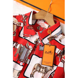Replica Hermes Red Geometric Scarf Print Dress