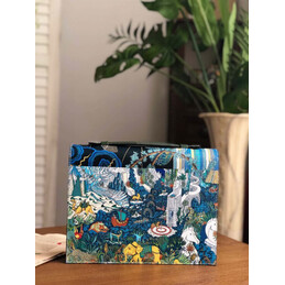 Replica Hermes Blue Multicolor Print Clutch Bag
