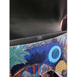 Replica Hermes Blue Multicolor Print Clutch Bag
