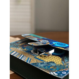 Replica Hermes Blue Multicolor Print Clutch Bag