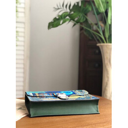 Replica Hermes Blue Multicolor Print Clutch Bag