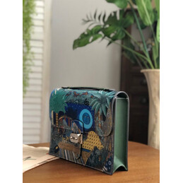 Replica Hermes Blue Multicolor Print Clutch Bag