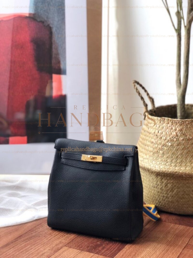 Replica Hermes Black Kelly Ado Bag