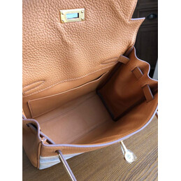 Replica Hermes Tan Multicolor Print Kelly Ado Bag