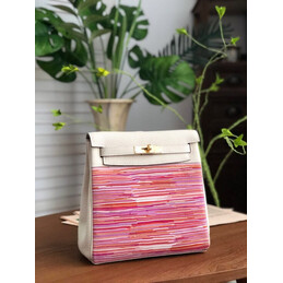 Replica Hermes White Pink Multicolor Print Kelly Ado Bag