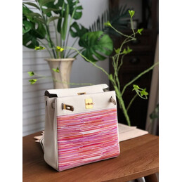 Replica Hermes White Pink Multicolor Print Kelly Ado Bag
