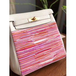 Replica Hermes White Pink Multicolor Print Kelly Ado Bag