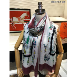 Replica Hermes White Horse Print 90cm Silk Scarf