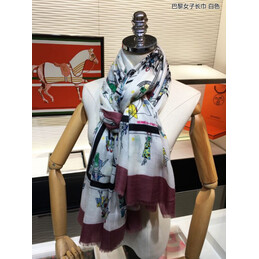 Replica Hermes White Horse Print 90cm Silk Scarf